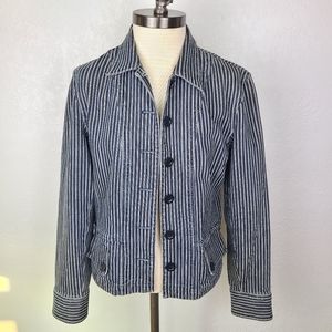 Jones New York Sport Navy Striped Demin Jacket